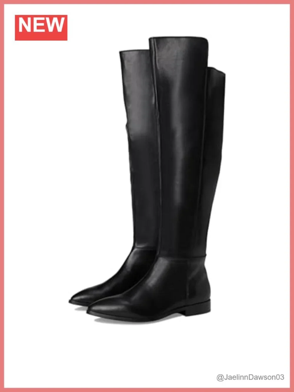 Pointed Toe Leather Over the Knee Boot with Elastic Gusset & Zip
